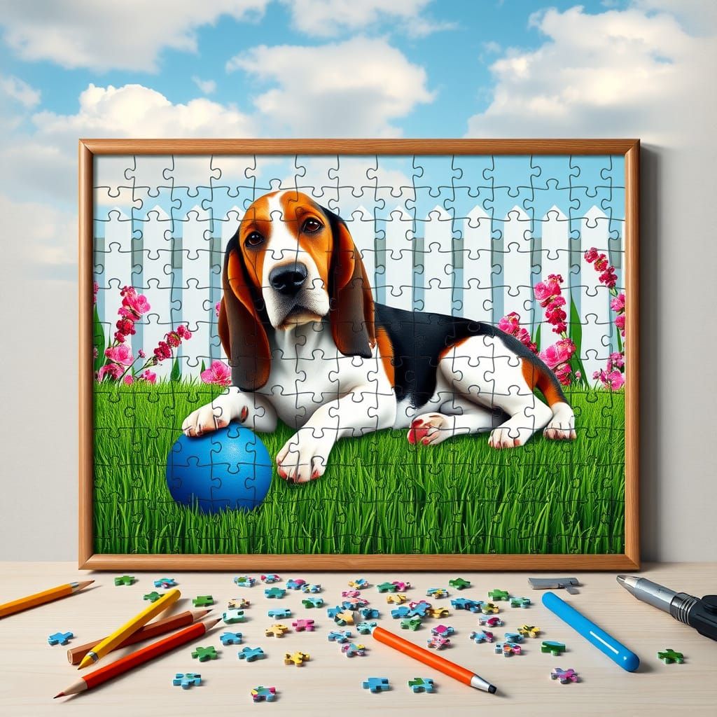 Basset Hound Jigsaw Puzzle Hyper-Realistic Illustration