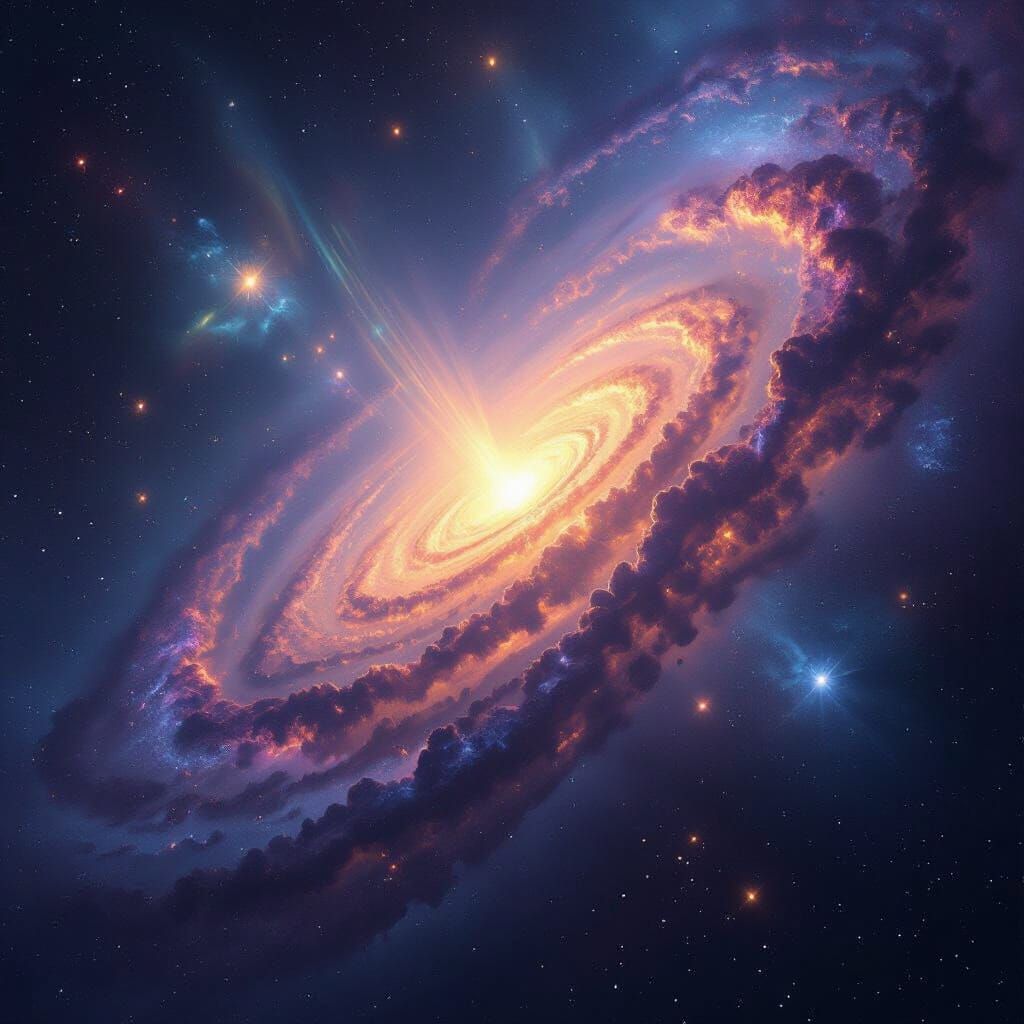 Massive Spiral Galaxy in Deep Space Photography Style