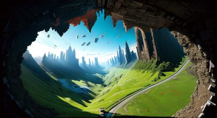 Surreal Broken Landscape: An Inverted World