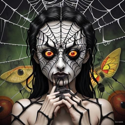 Pagan's Shame: Surreal Horror Art with Spider Eyes