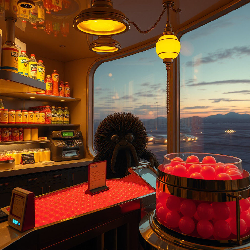 Extravagant Alien Gas Station With Tentacled Creature