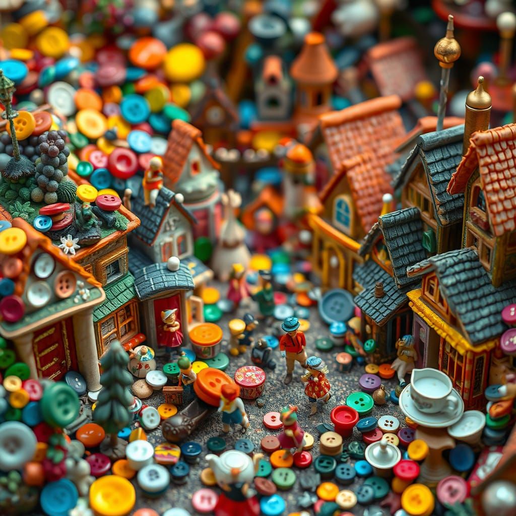 Surreal Miniature Town of Everyday Objects in 8k