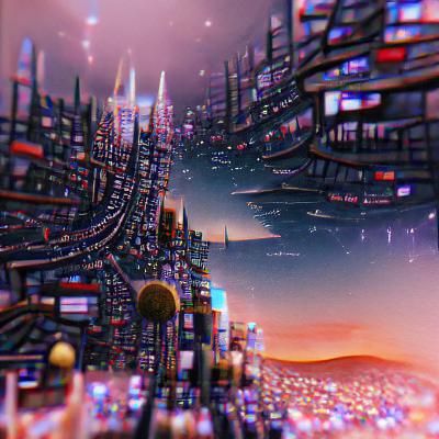 Impressionistic Cityscape at Sunset