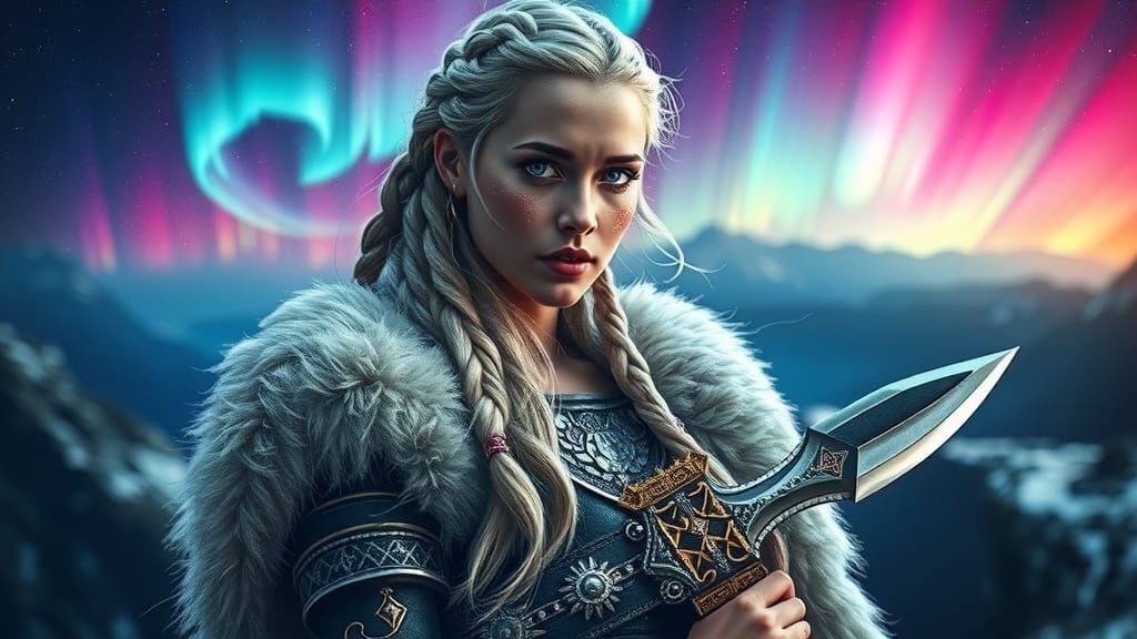 Viking Warrior with Glowing Norse Tattoos