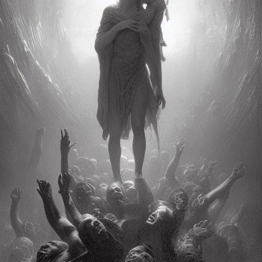 Gothic Horror Scene in the Style of Doré