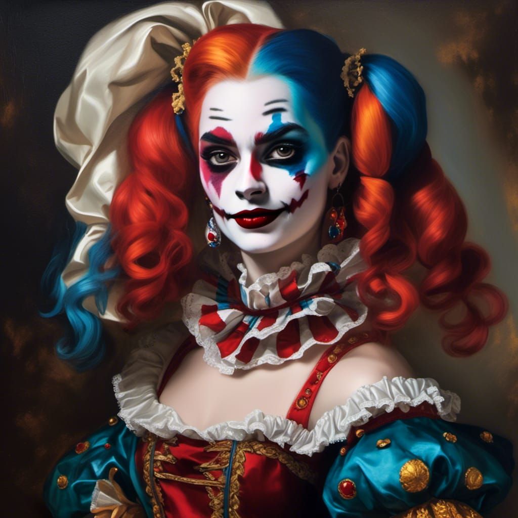 Baroque Harley Quinn Oil Painting Portrait