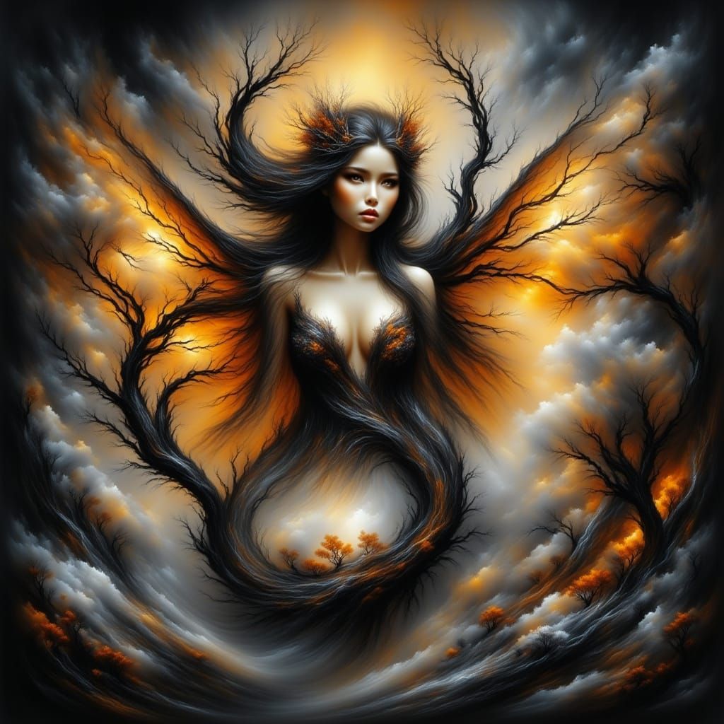 Enchanted Fairy Luna Moth Warrior in Serene Ethereal Forest