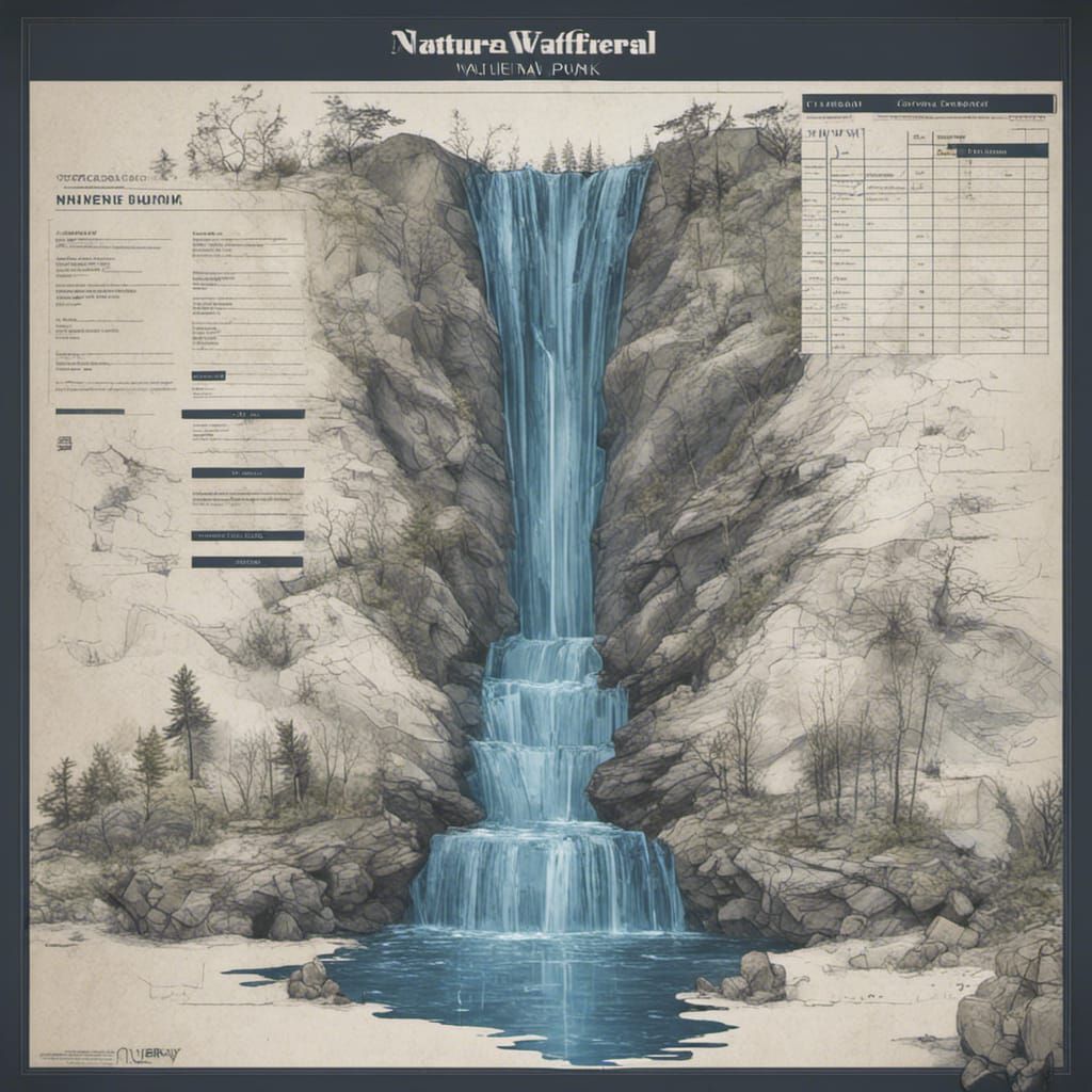 Naturepunk Blueprint of a Natural Waterfall