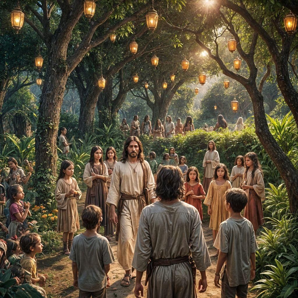 Jesus Among Children: Realistic Matte Painting