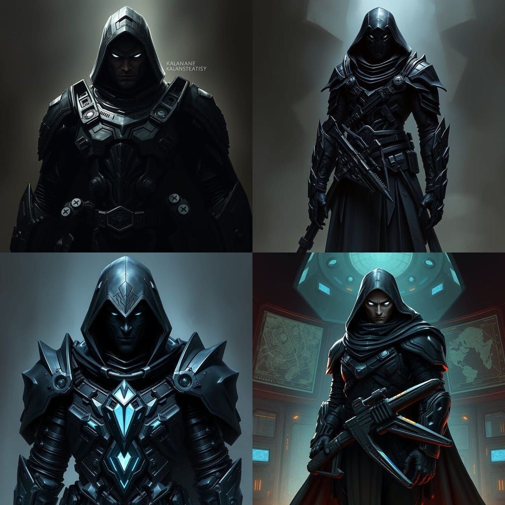 Cyberpunk Mastermind Villain in Dark Armor