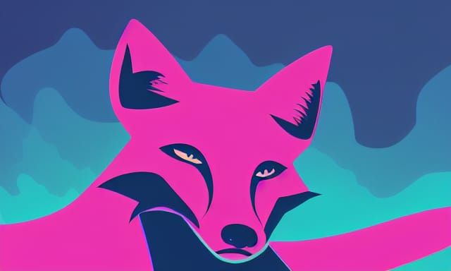 Synthwave Fox: Cel-Shaded Vector Art