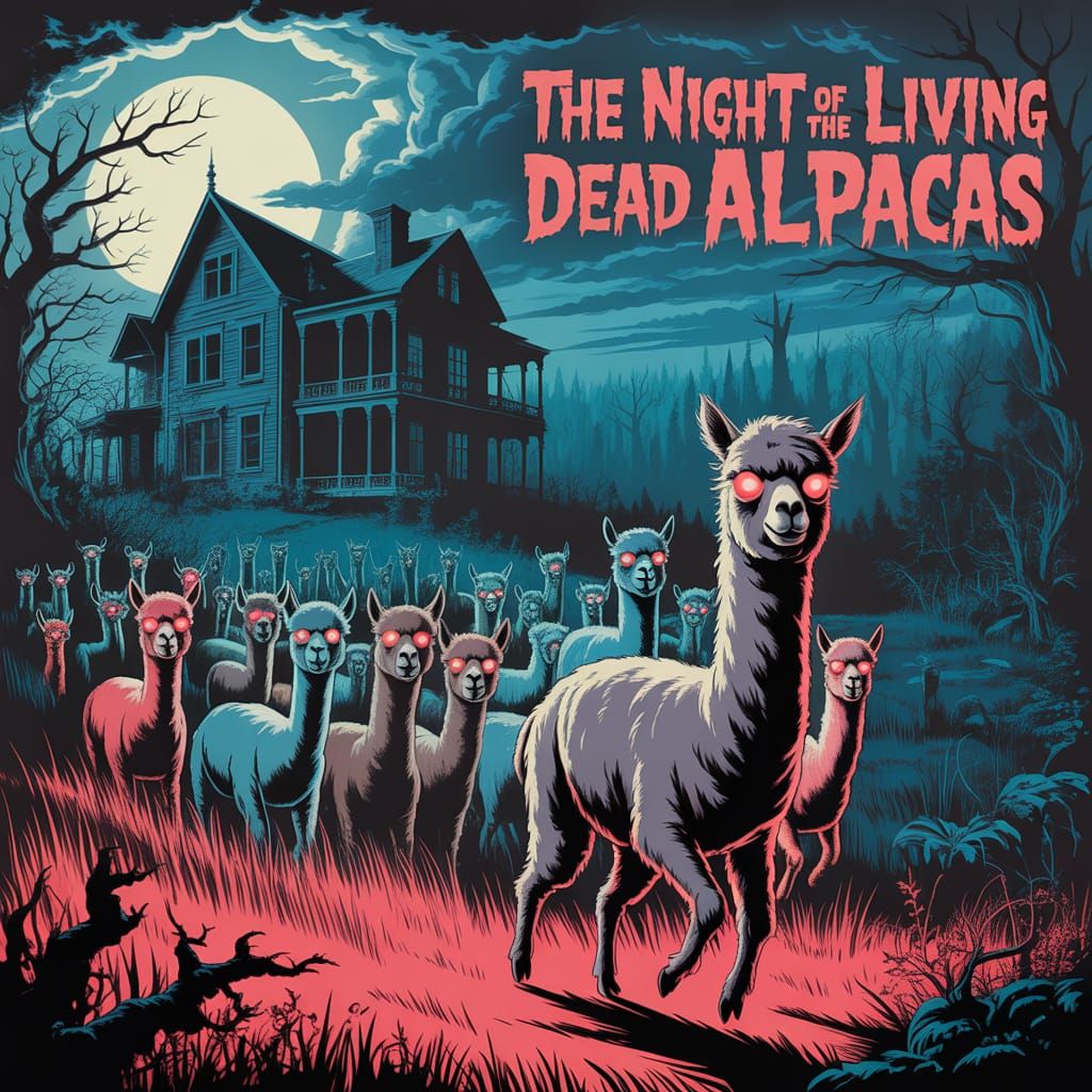 Night of the Living Dead Alpacas: Vintage Horror