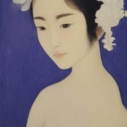 Watercolor Portrait of a Beautiful Asian Woman