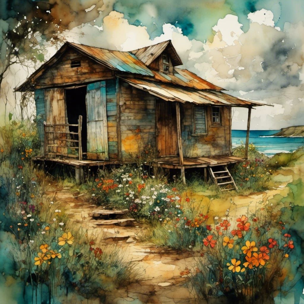 A simple shack on the beach