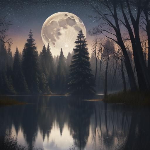 Landscape with Moon in Atmospheric Style