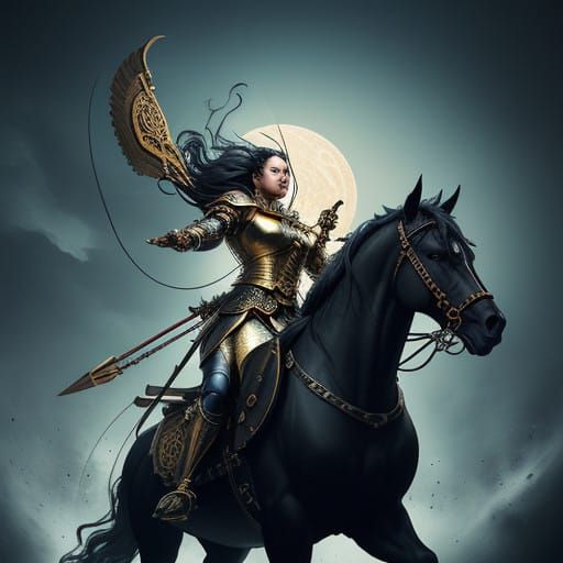 Giantess Steampunk Amazon Warrior Rides Clockwork Horse