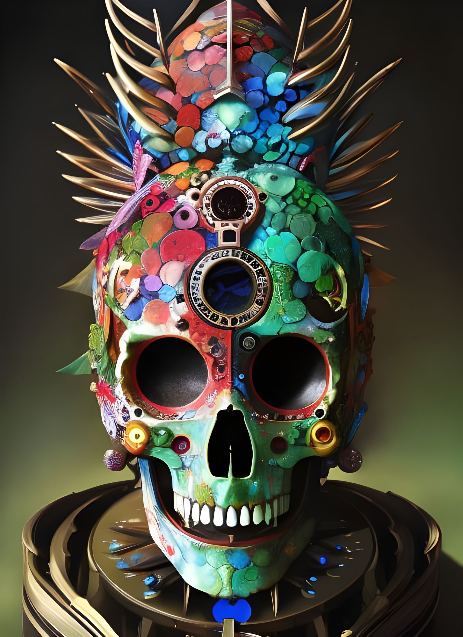 Clocktower Exploding in Paint: Hyperdetailed Illustration