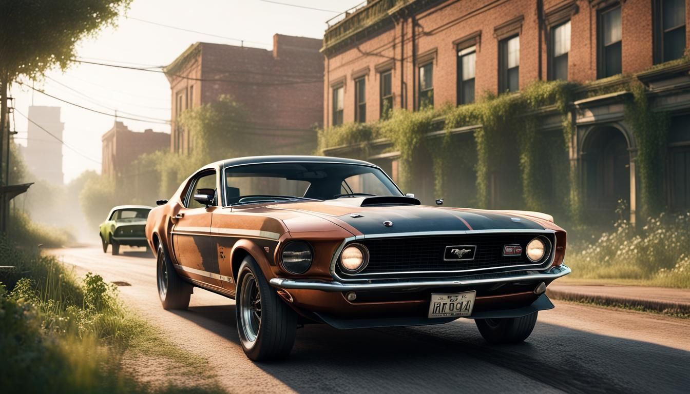 Joel and Ellie in Post-Apocalyptic Mustang