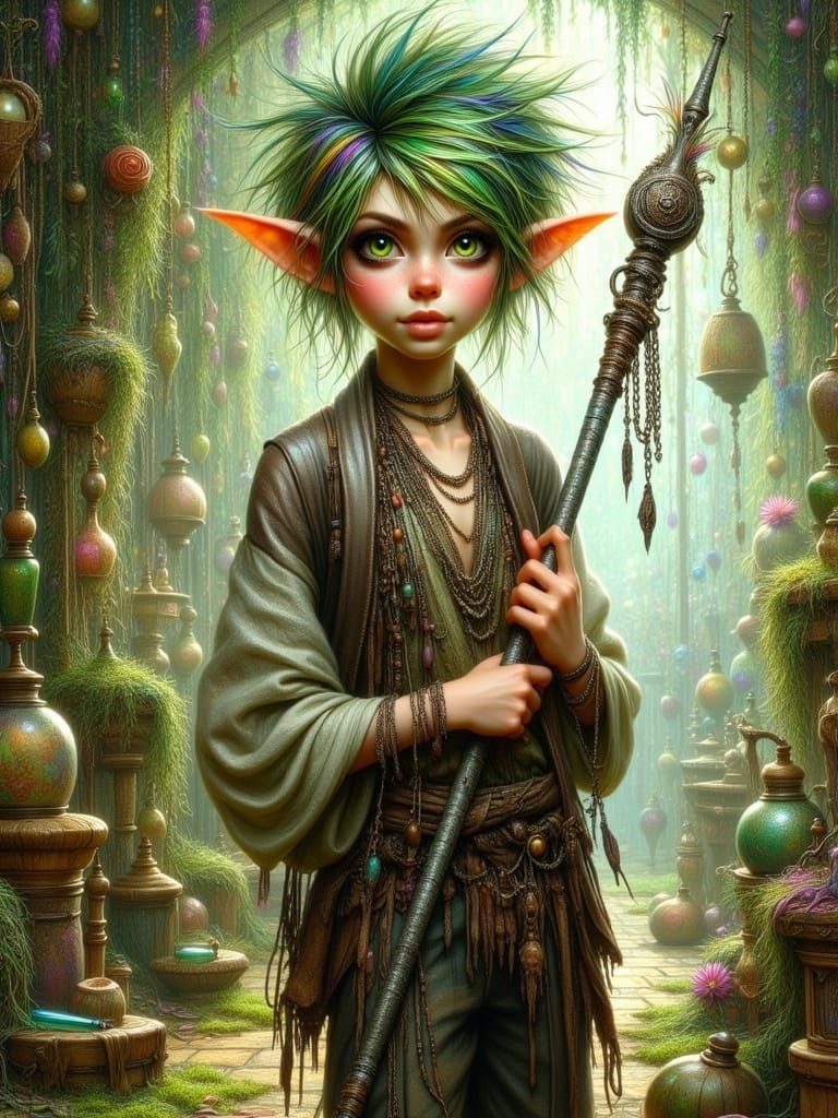 Surreal Pixie Elf in a Whimsical Forest
