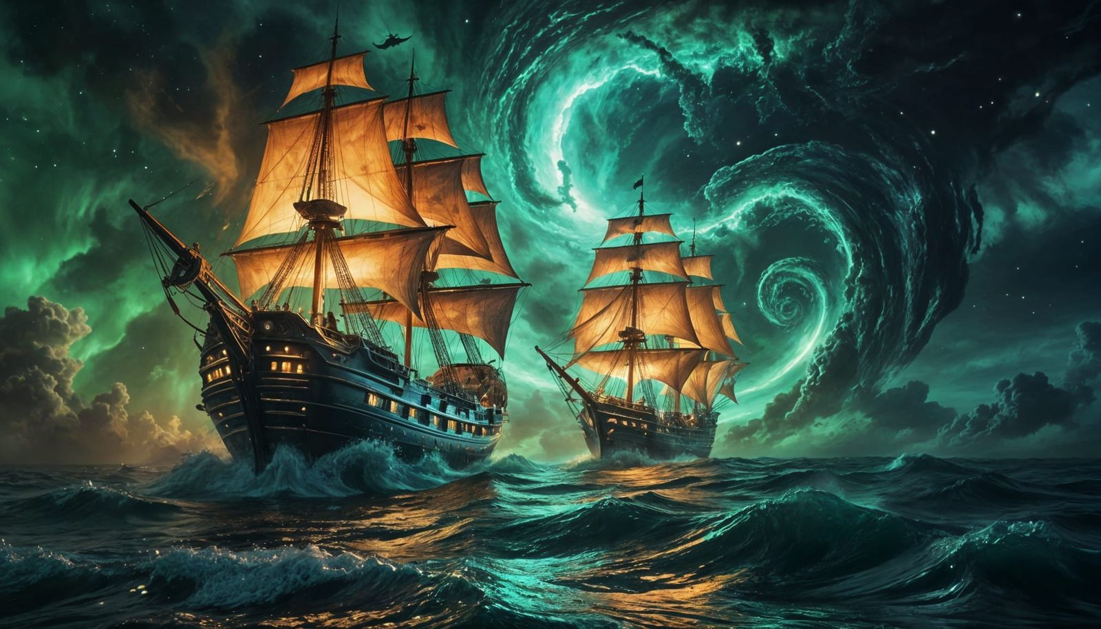 Pirate Ship Emerges from Cosmic Ocean Portal