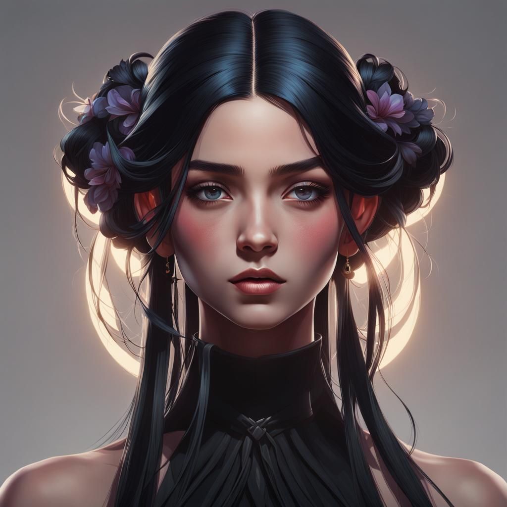 Darkness Embodied: Ethereal Girl Portrait