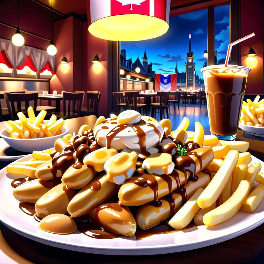 Delicious Poutine in Anime Manga Style