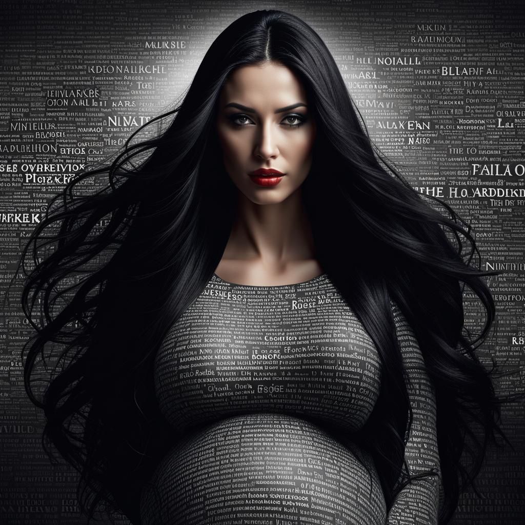 Pregnant Woman Portrait with Text Overlay in Matte Painting ...