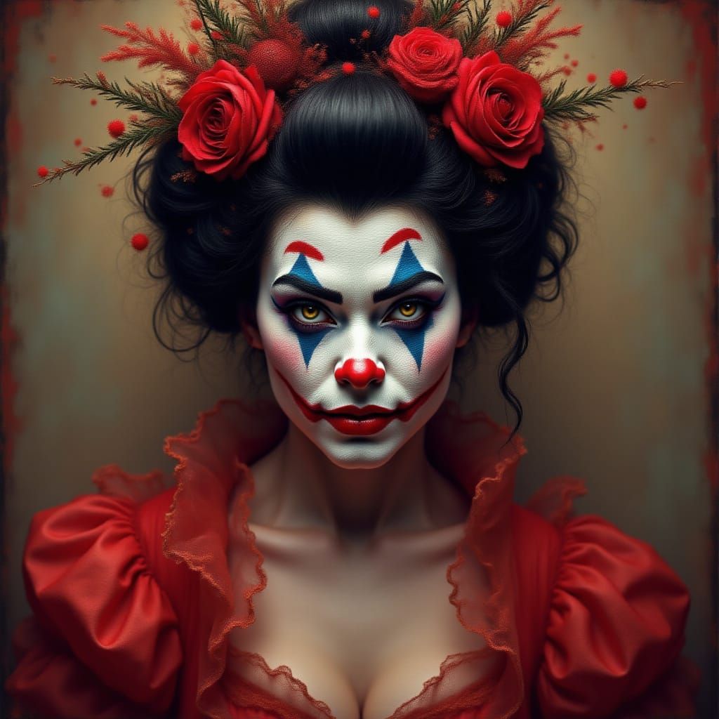 Cyberpunk Geisha with Joker Facepaint