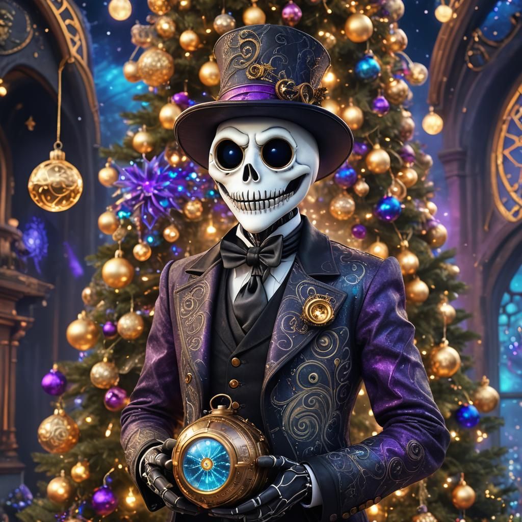 Steampunk Jack Skellington Christmas Portrait in 8K