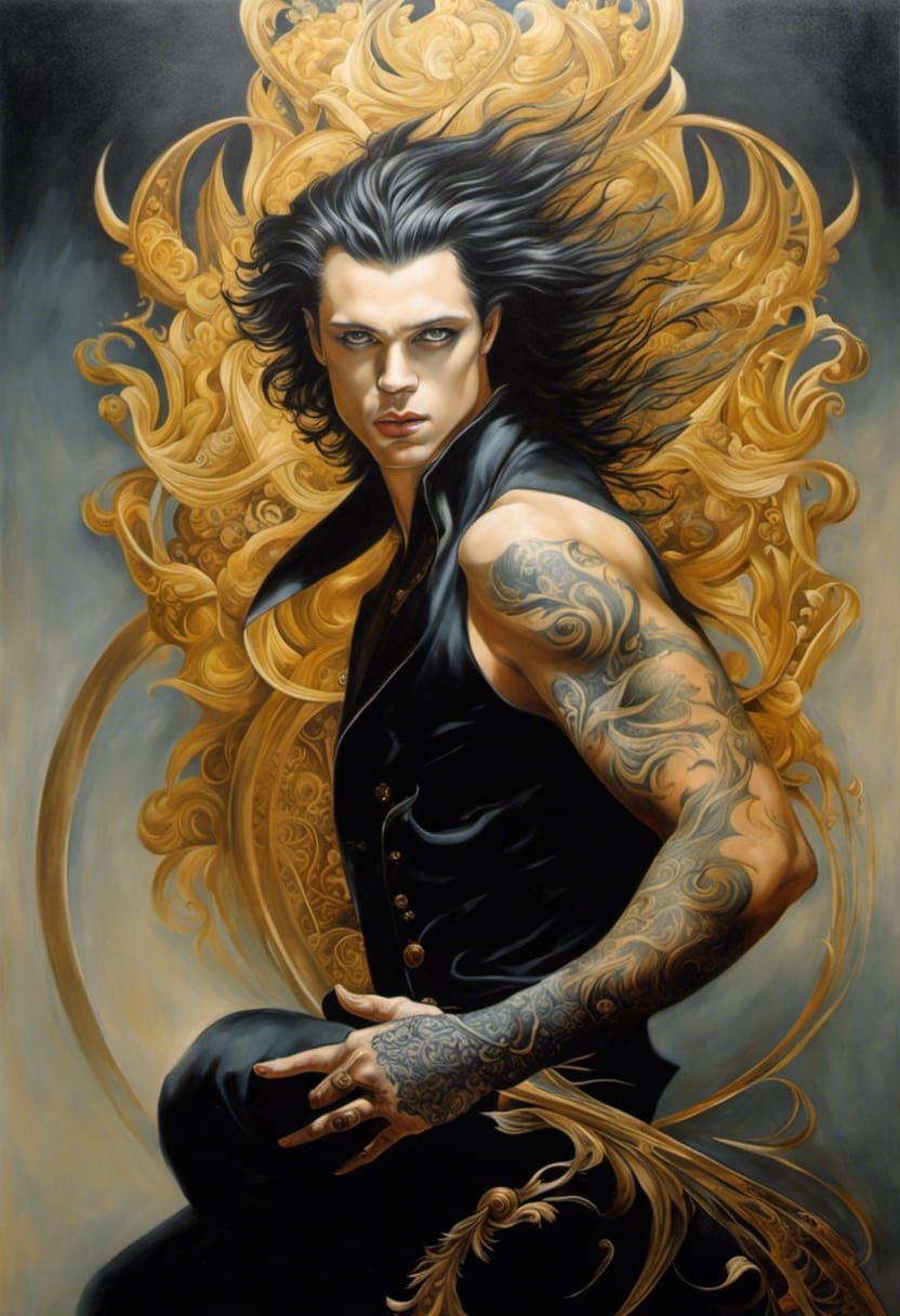 Gothic Oil Painting of a Beautiful Young Man