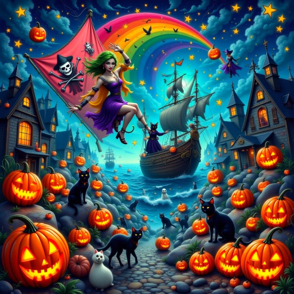 Halloween Pirate Ship Party with Pride Flag