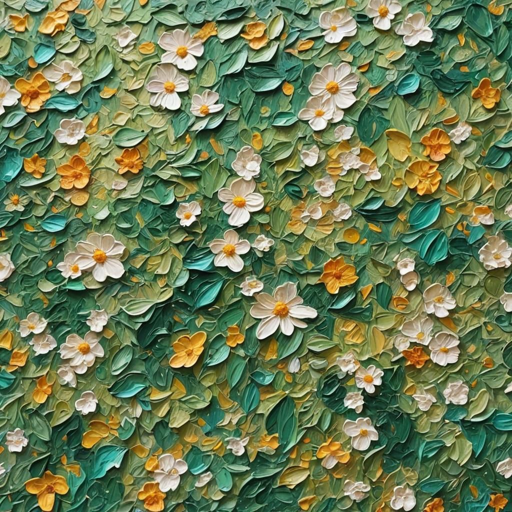 Abstract Impasto Painting with Bold Texture