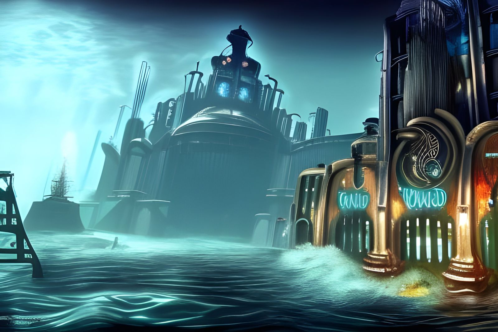 Underwater Steampunk City of Rapture in Fantasy Style