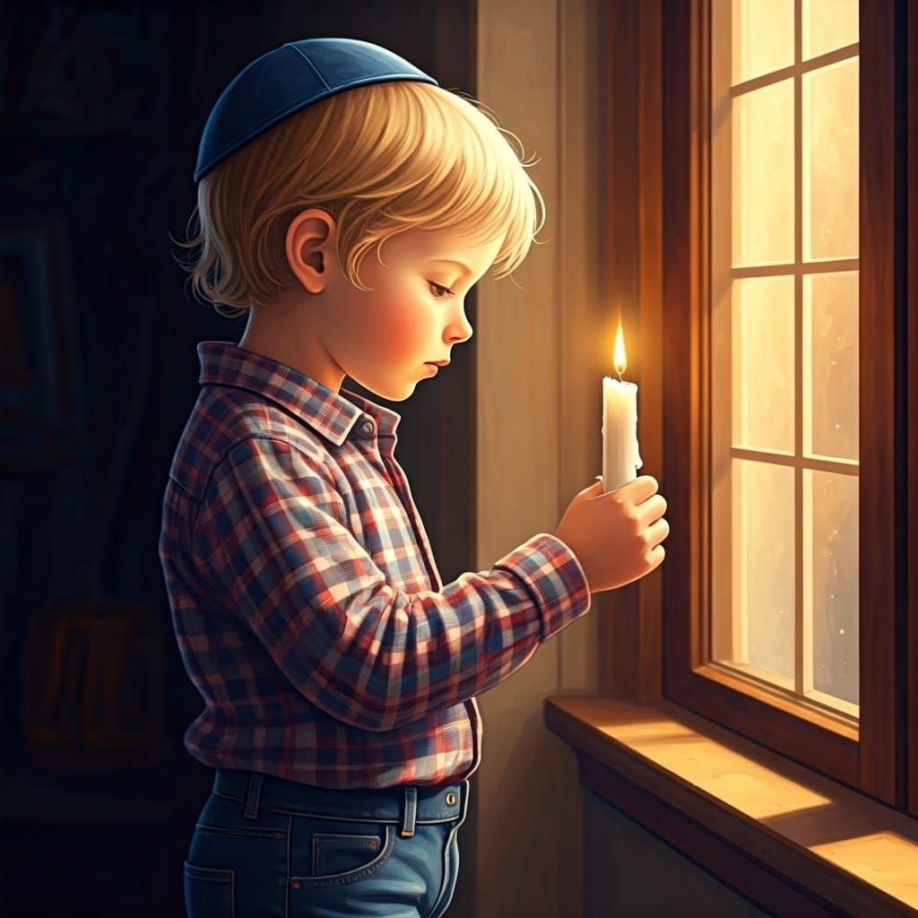 Charedi Boy in Anime-Inspired Hanukkah Scene