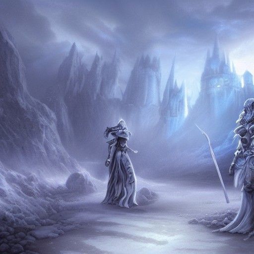 Creepy Ice Wasteland King in Ethereal Fantasy Style
