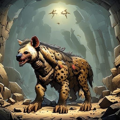 Gigantic Three-Headed Hyena Roars in Fury