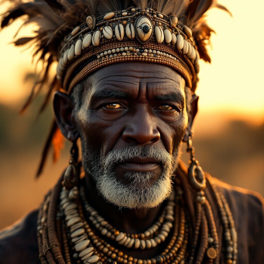 Majestic Indigenous African Man in Traditional Headdress