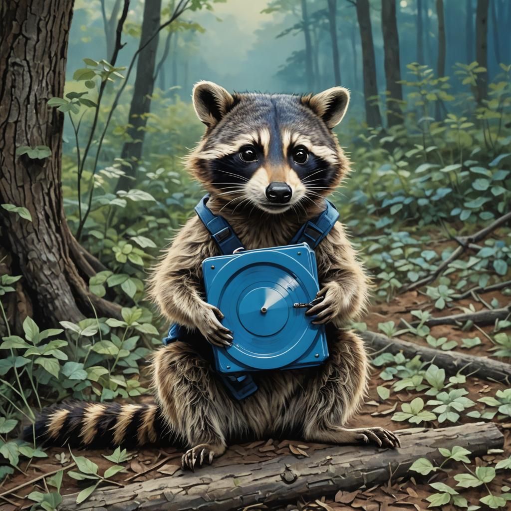 Raccoon Music Album Cover in Blue