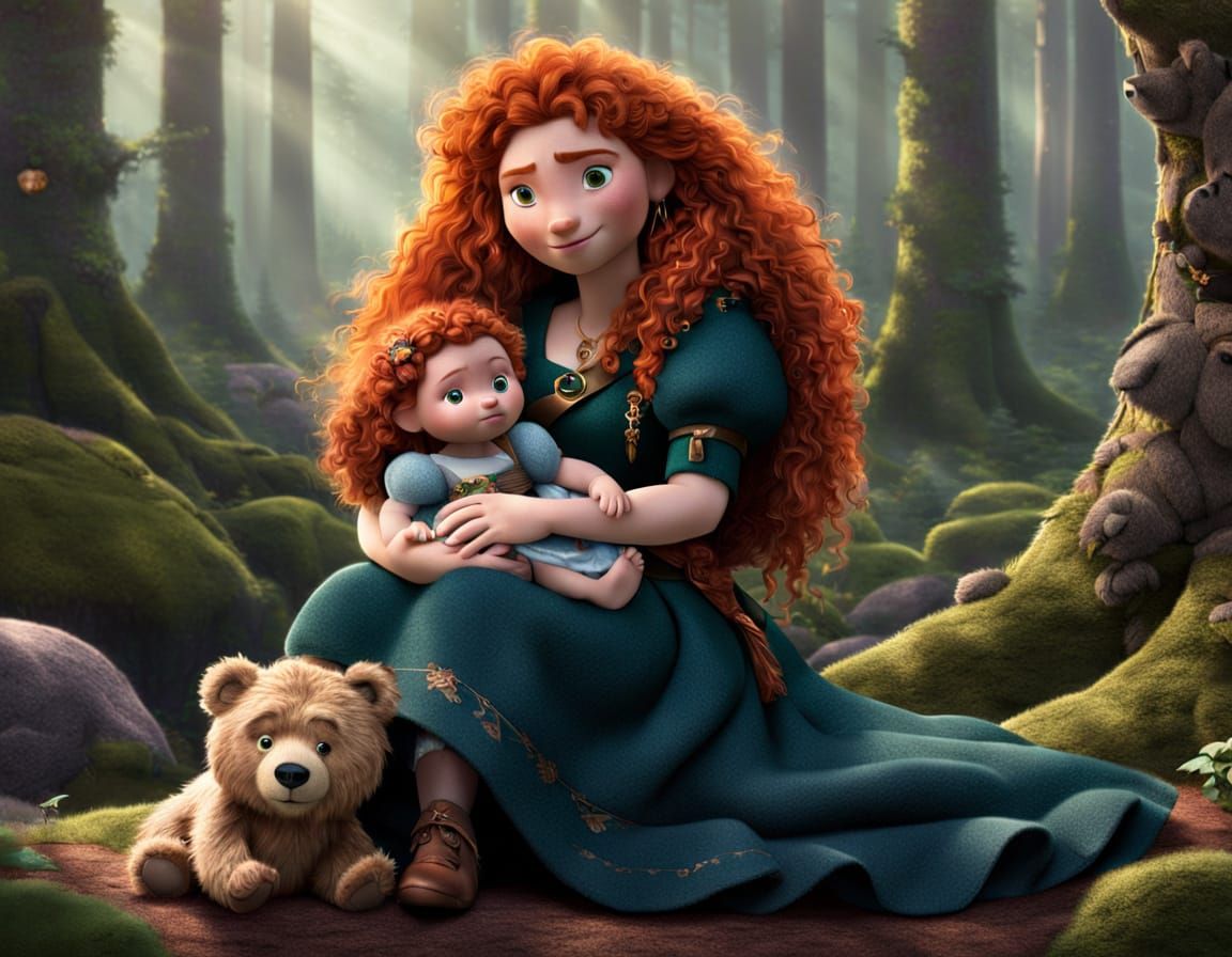 Pixar-Inspired Princess Merida Cradles Newborn in Cozy Scott...