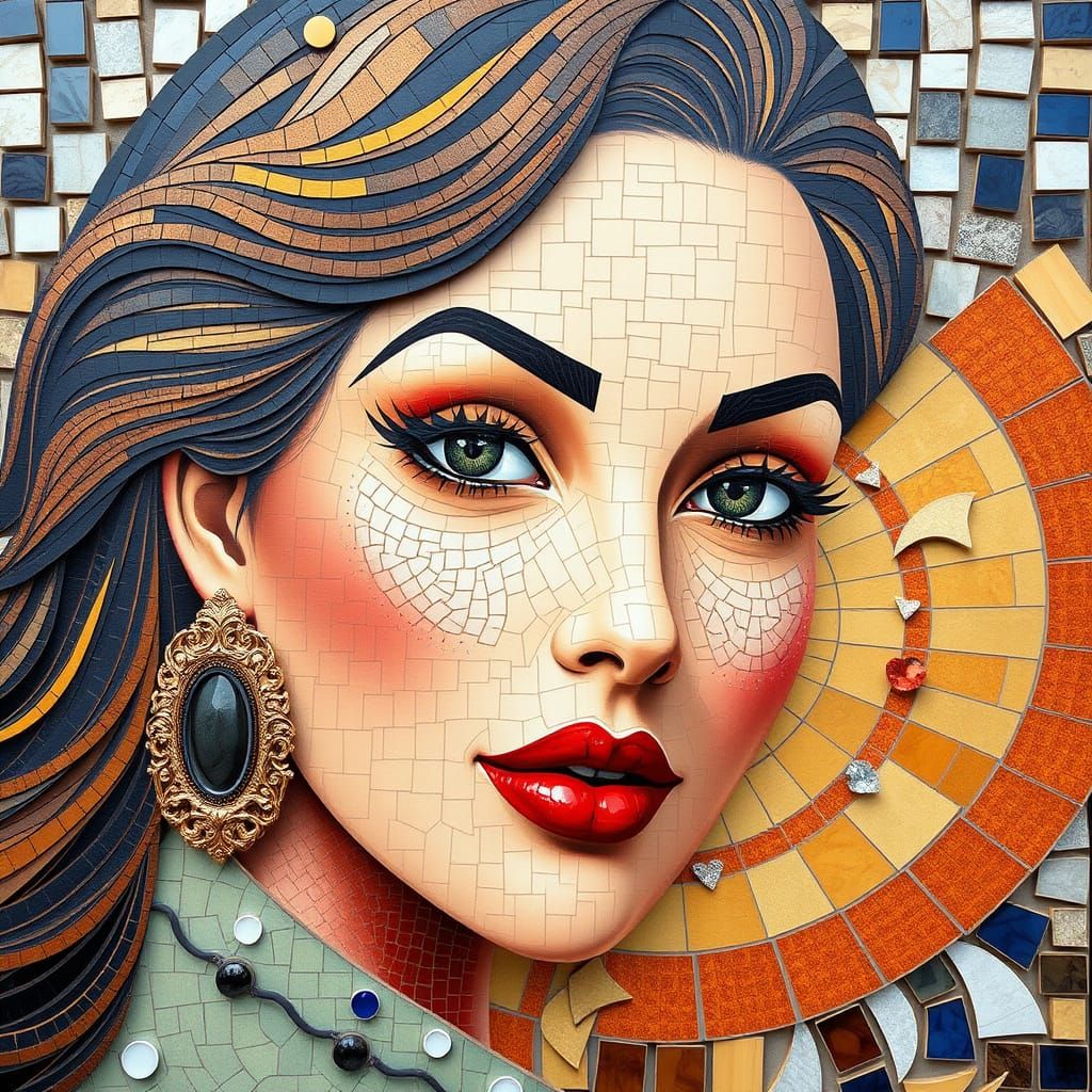 3D Woman Mosaic Art
