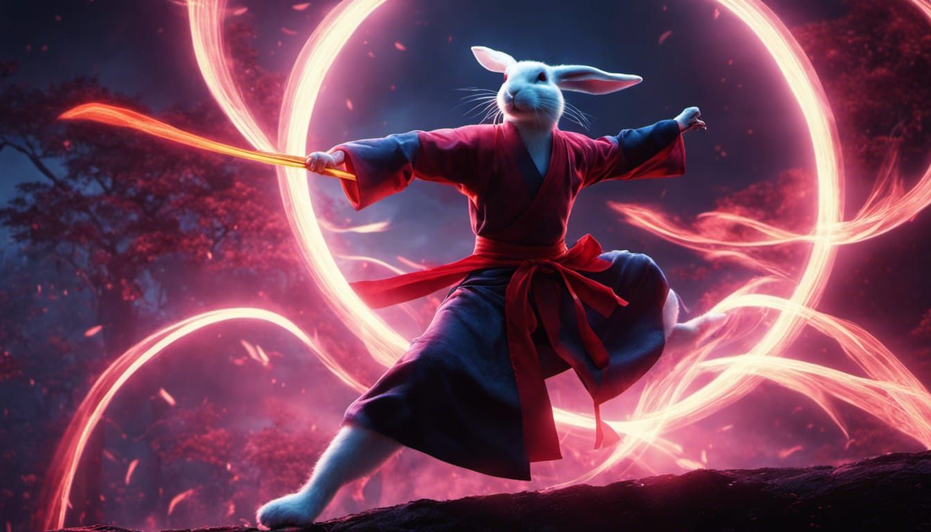 Rabbit Martial Artist Battles Ninja Warriors with Qi
