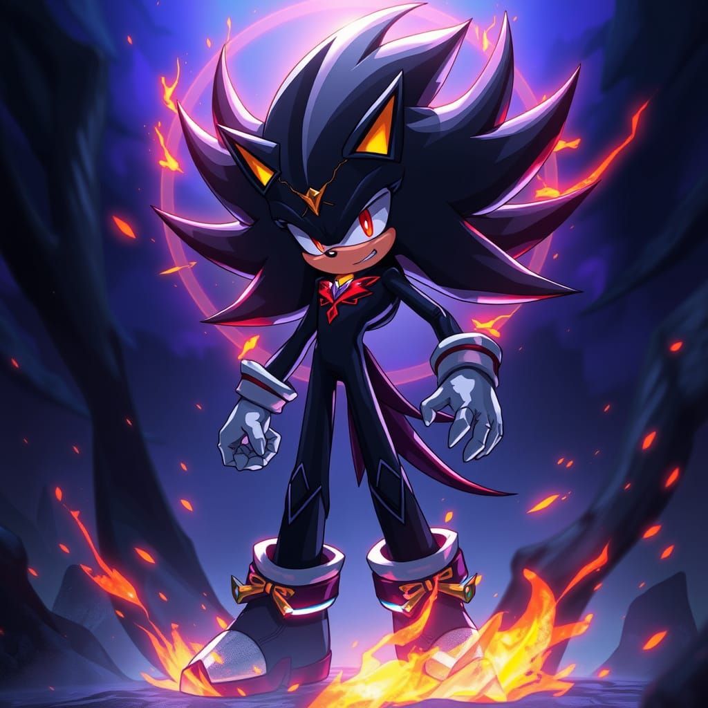 Majestic Shadow Sonic in Anime-Style Hero Pose