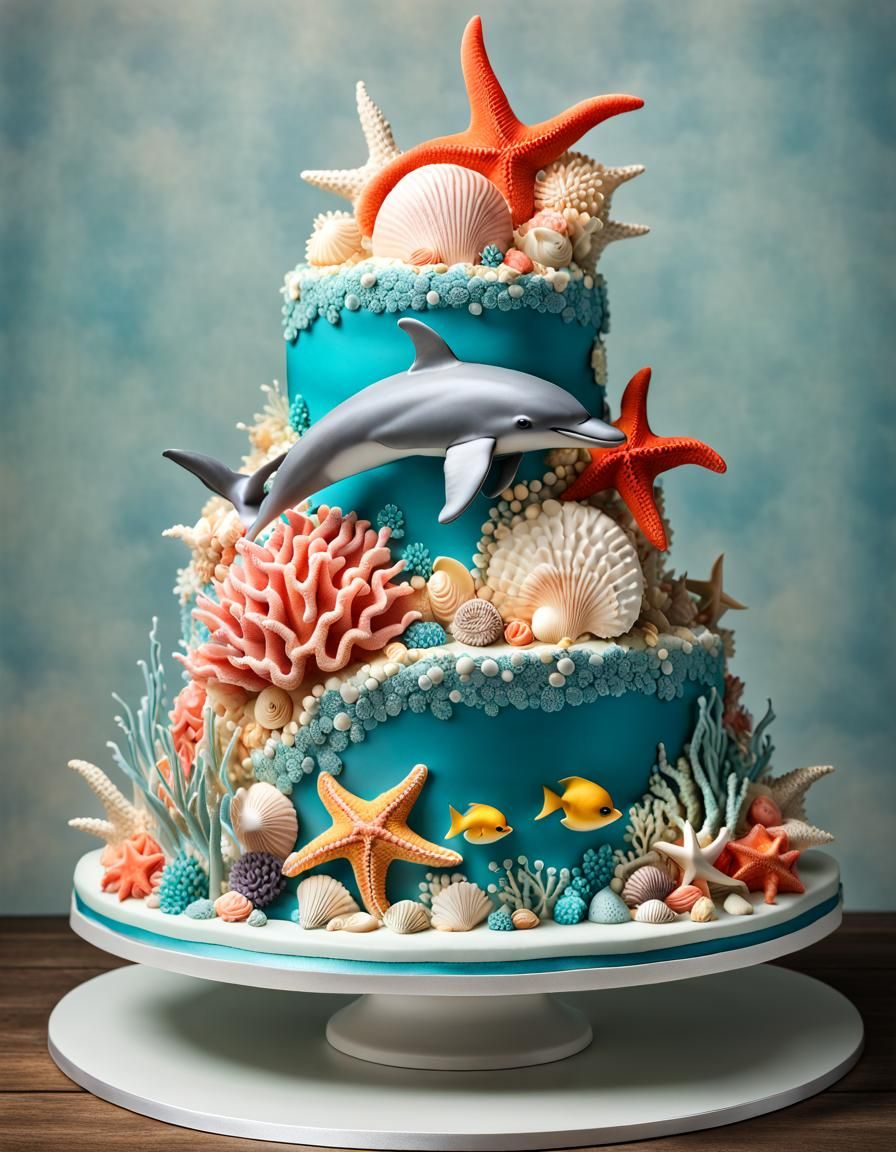 Underwater Wedding Cake with 3D Elements