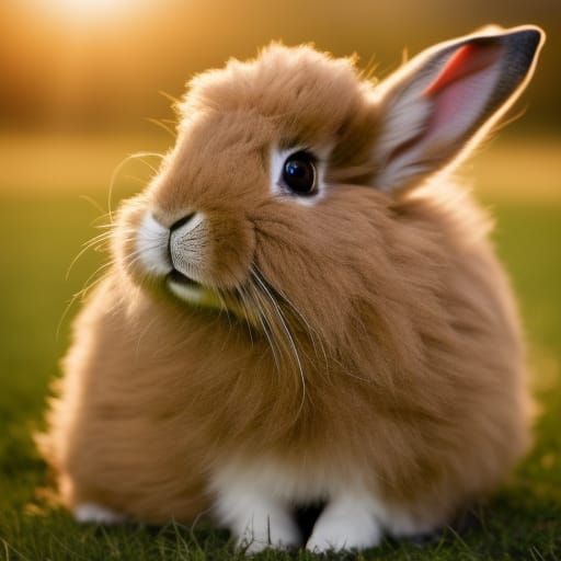a little cute rabbit with nice fluffy brown fur, friendly, r...