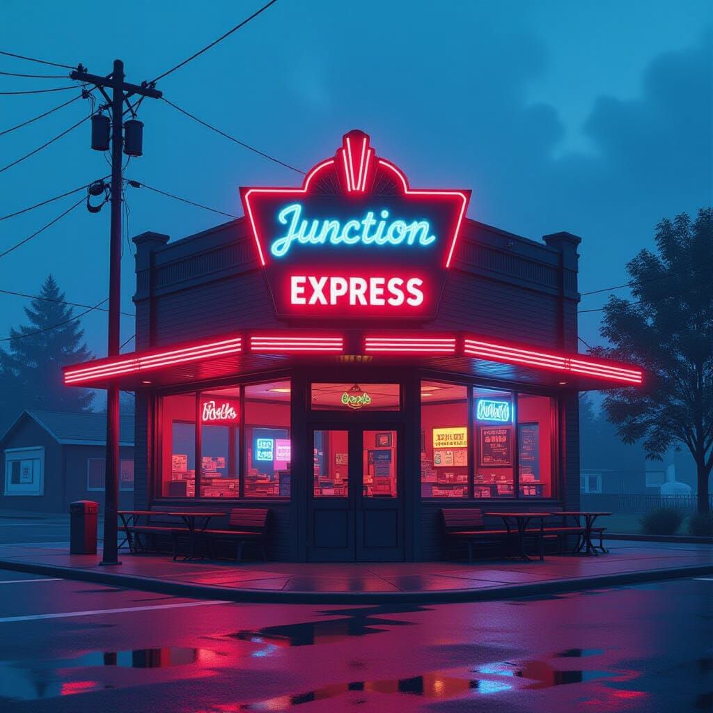 Retro Deli with Neon Sign: Concept Art