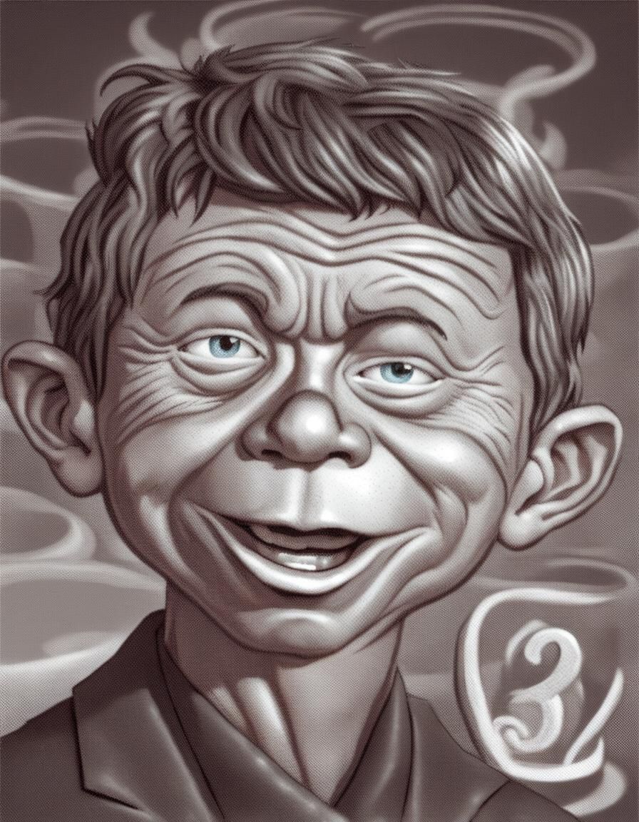 Alfred E. Neuman having cofee Mark Brooks and Dan Mumford, c...