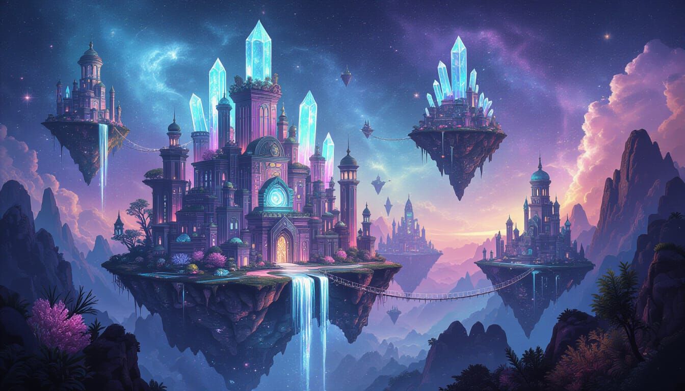 Fantastical Coral Cityscape in Cosmic Nebula