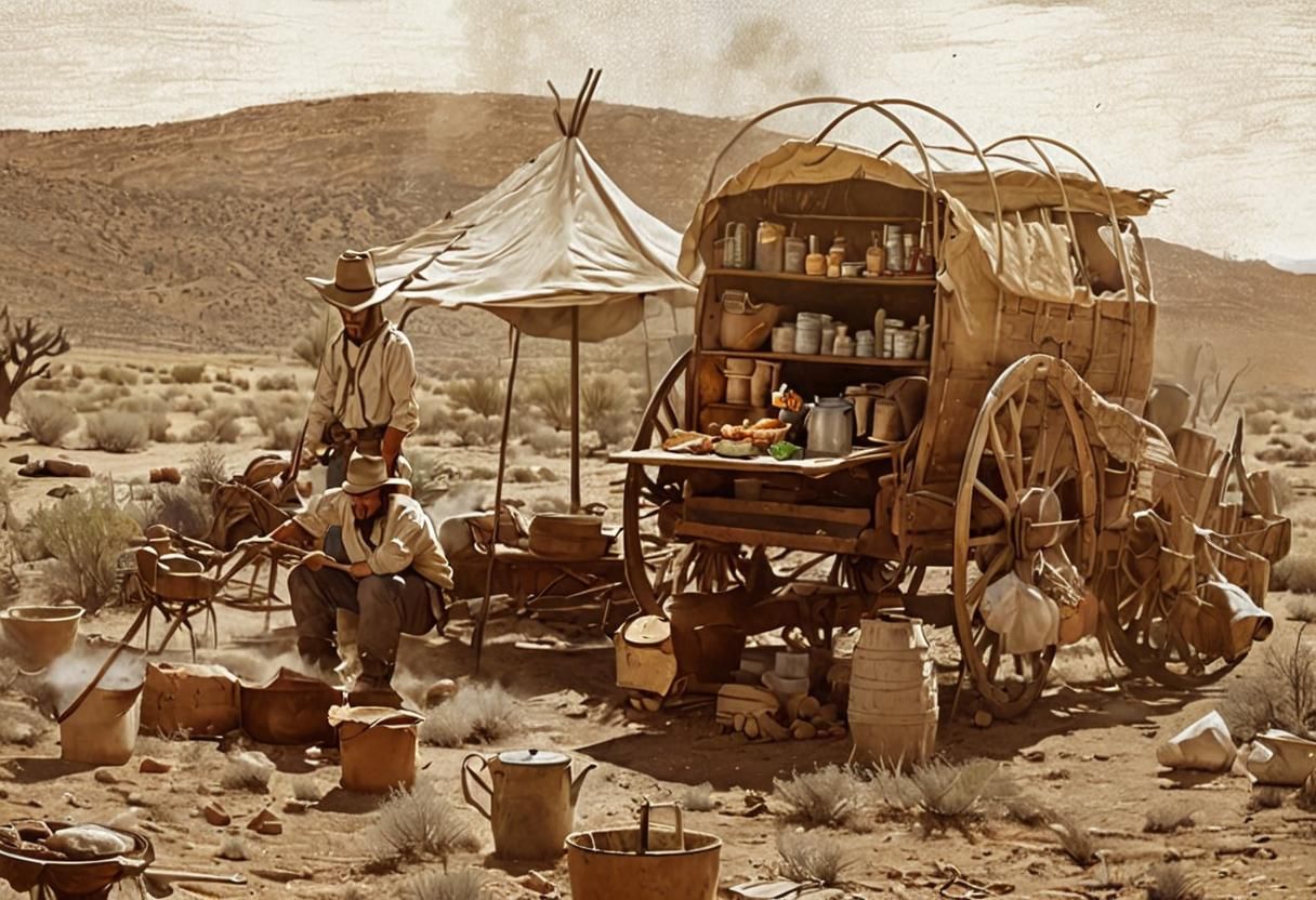 Chuckwagon Breakfast in the Old West: Comic Book Art