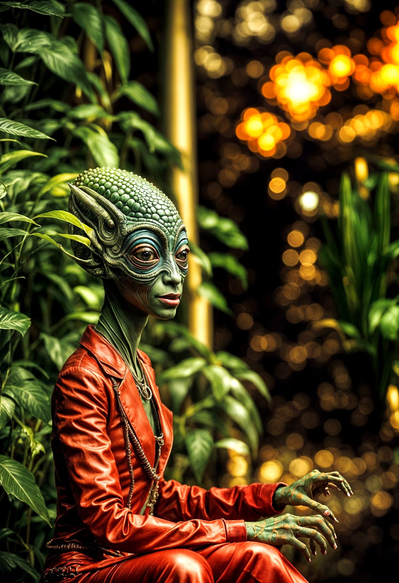 Aliens and Humans at Rock Concert: Hyperrealistic Photograph...