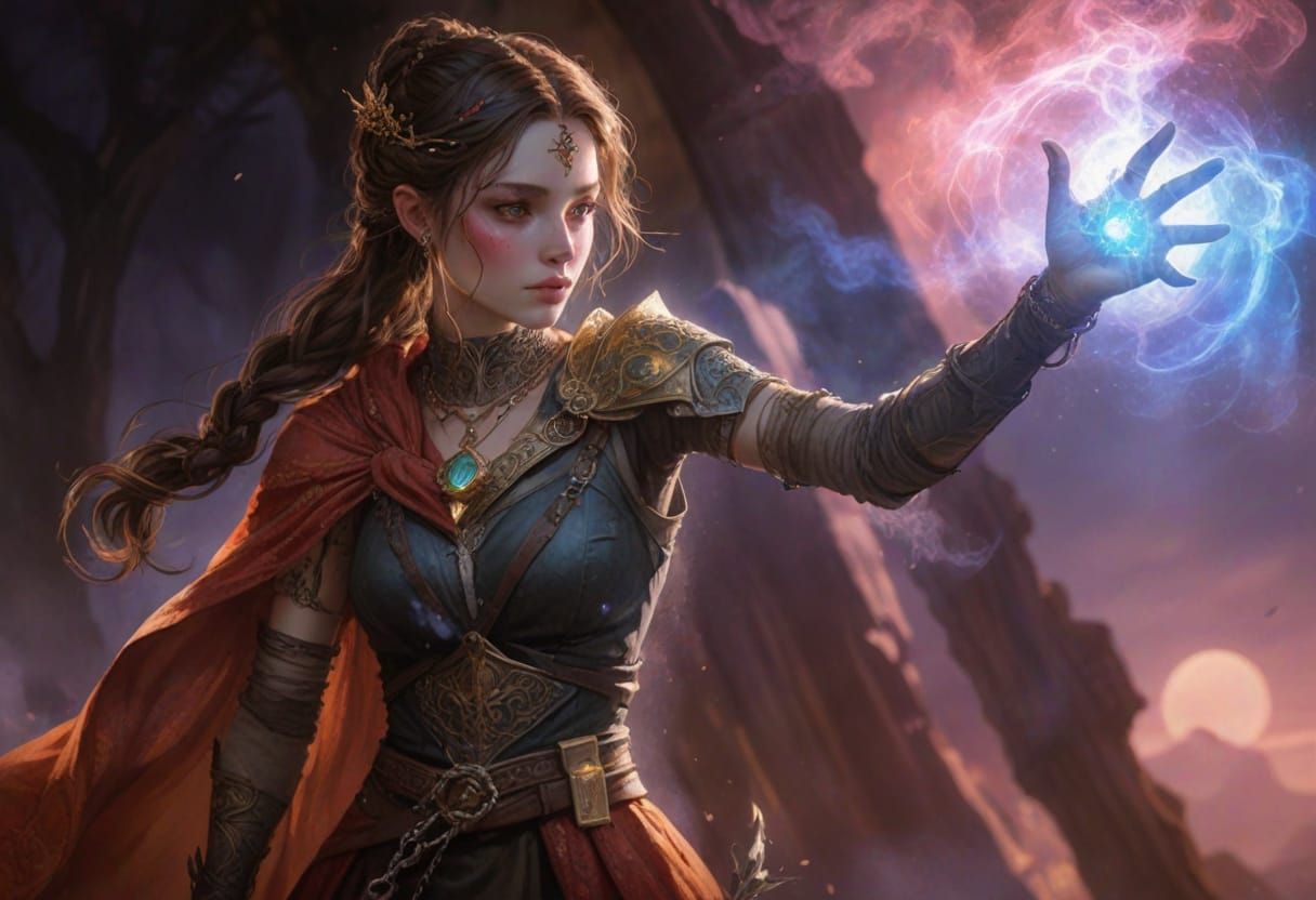 Whimsical Fantasy Character Art with Soft Features and Golde...